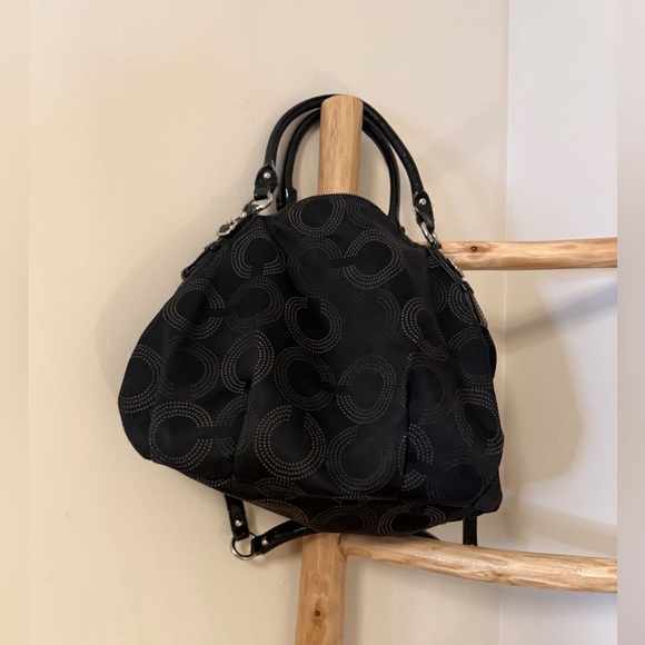 Coach Madison Satchel Black With Dust bag Blue Interior - Picture 8 of 11